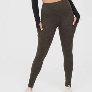 Aerie offline hugger leggings- Heather taupe-small
